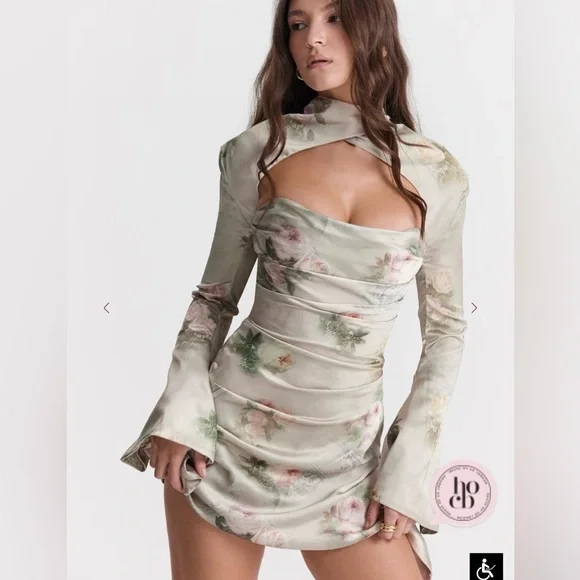 House of CB Toira Floral Draped Corset Dress NWOT - Picture 4 of 10